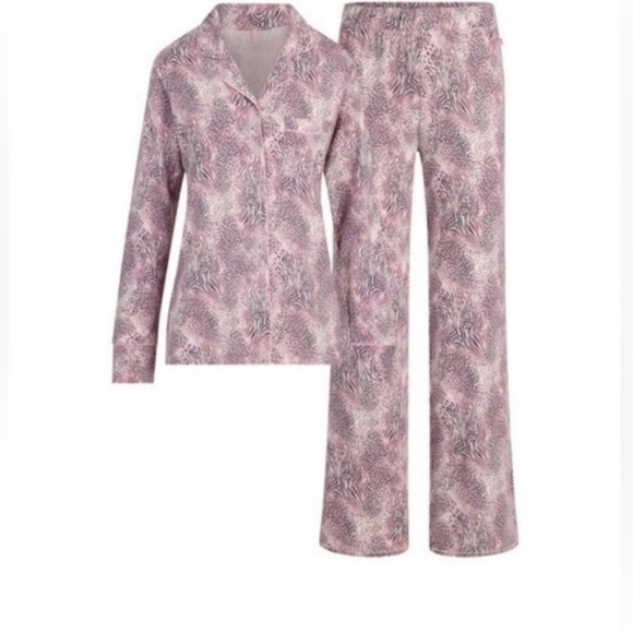 SKIMS Bloom Women's Pajama Set in Pink Leopard Print Small NWT - Picture 2 of 4